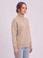 Women's Full Zip Ribbed Cardigan Funnel Neck Sweater