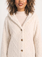 Women's Oversized Hooded Teddy Button Front Cardigan