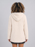 Women's Oversized Hooded Teddy Button Front Cardigan