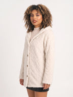 Women's Oversized Hooded Teddy Button Front Cardigan