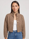 Women's Textured Cable Knit Cropped Button Cardigan