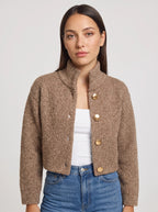 Women's Textured Cable Knit Cropped Button Cardigan