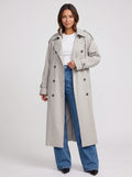 Women's Double Breasted Longline Trench Belted Coat