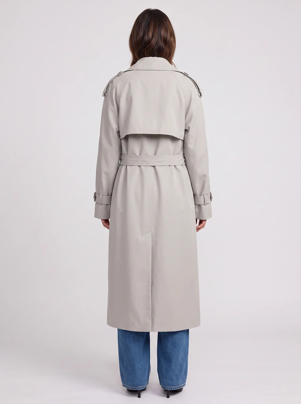 Women's Double Breasted Longline Trench Belted Coat