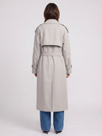 Women's Double Breasted Longline Trench Belted Coat