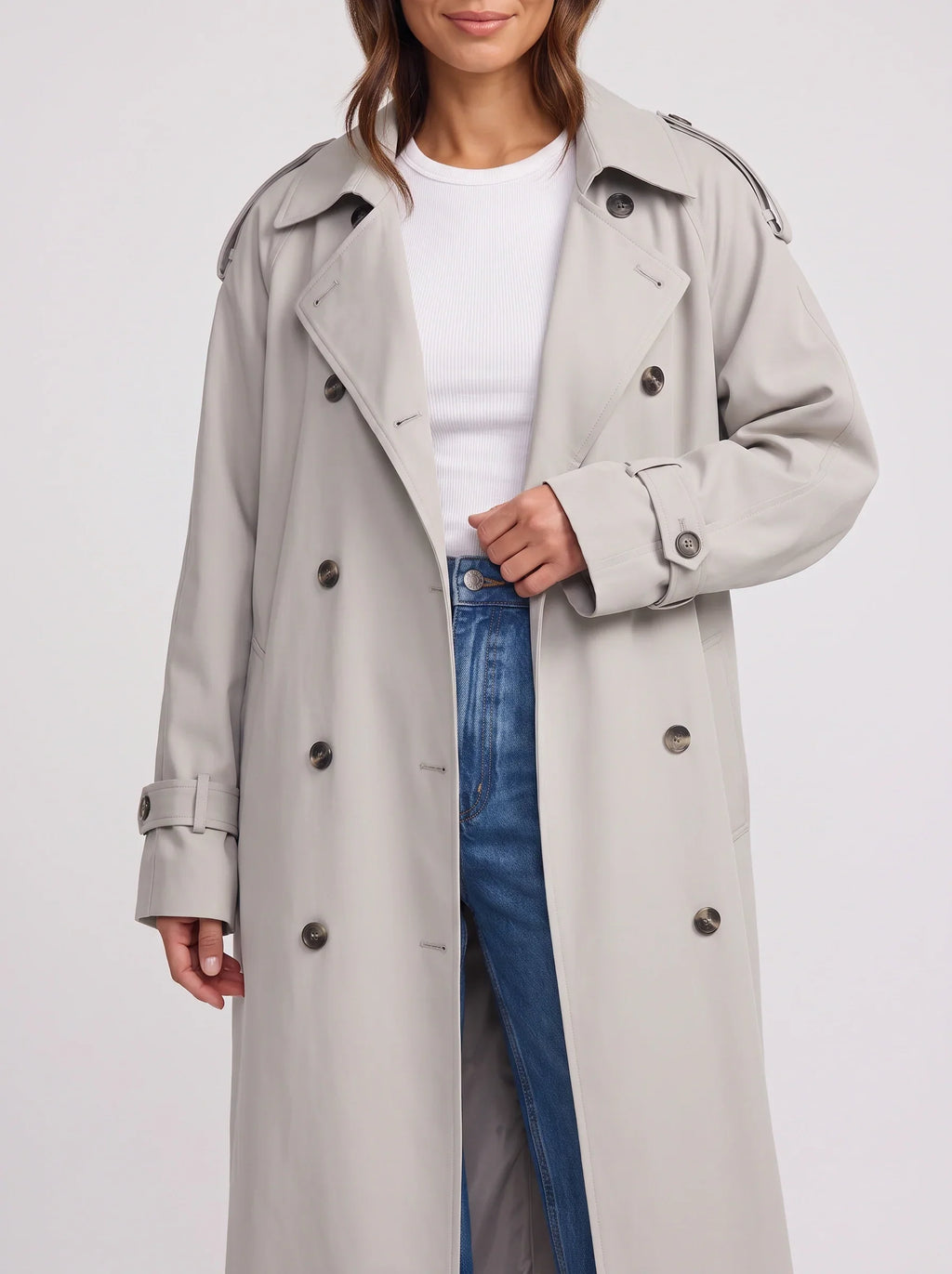 Women's Double Breasted Longline Trench Belted Coat