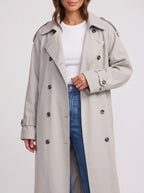 Women's Double Breasted Longline Trench Belted Coat