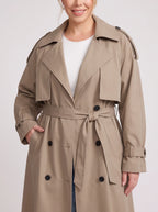 Women's Oversized Longline Trench Coat Belted Maxi Jacket