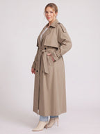 Women's Oversized Longline Trench Coat Belted Maxi Jacket