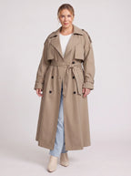 Women's Oversized Longline Trench Coat Belted Maxi Jacket