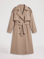Women's Oversized Longline Trench Coat Belted Maxi Jacket