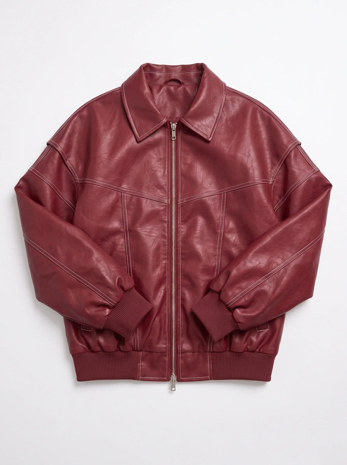 Women's Oversized Leather Bomber Jacket Streetwear Coat