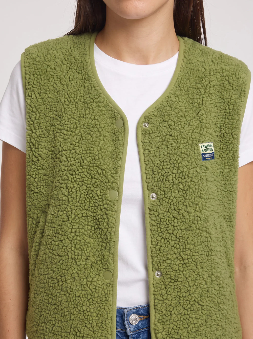Women's Sherpa Fleece Snap Vest Warm Cropped Outerwear