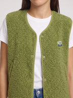Women's Sherpa Fleece Snap Vest Warm Cropped Outerwear