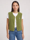 Women's Sherpa Fleece Snap Vest Warm Cropped Outerwear