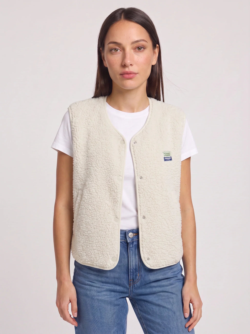 Women's Sherpa Fleece Snap Vest Warm Cropped Outerwear