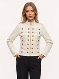 Women's Fitted Military Band Jacket Officer Button Coat