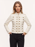 Women's Fitted Military Band Jacket Officer Button Coat