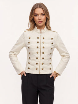 Women's Fitted Military Band Jacket Officer Button Coat