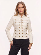 Women's Fitted Military Band Jacket Officer Button Coat