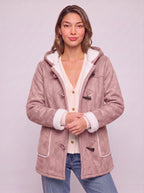 Women's Hooded Toggle Coat Warm Sherpa Lined Jacket