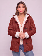 Women's Hooded Toggle Coat Warm Sherpa Lined Jacket