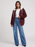 Women's Sherpa Lined Fleece Jacket Oversized Zip Hoodie