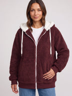Women's Sherpa Lined Fleece Jacket Oversized Zip Hoodie