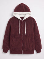 Women's Sherpa Lined Fleece Jacket Oversized Zip Hoodie