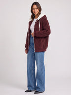 Women's Sherpa Lined Fleece Jacket Oversized Zip Hoodie