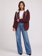 Women's Sherpa Lined Fleece Jacket Oversized Zip Hoodie