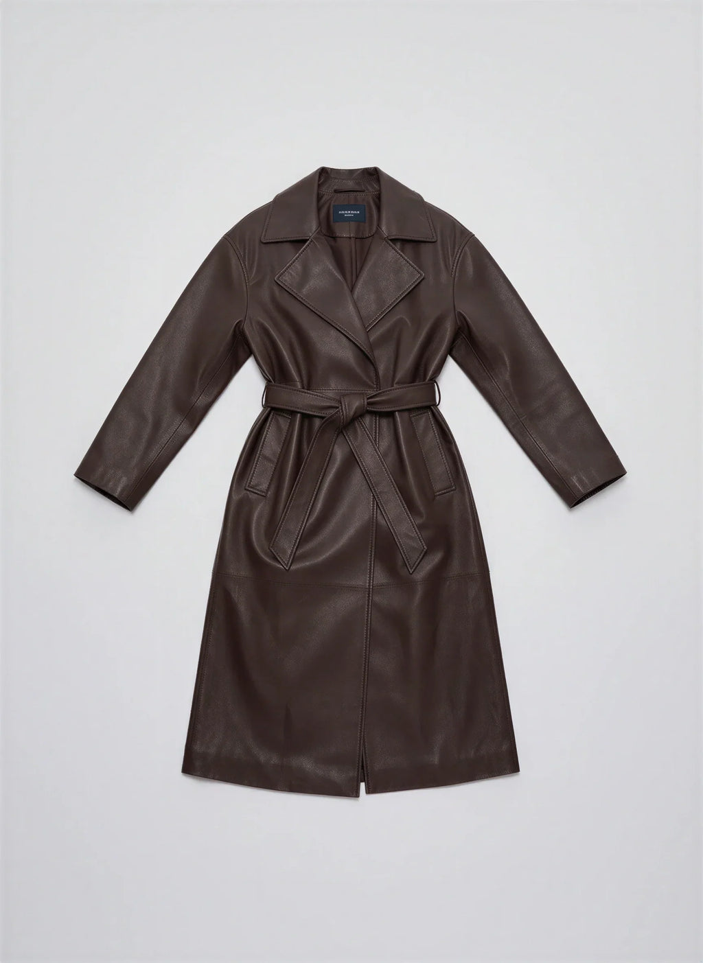 Women's Longline Faux Leather Belted Winter Trench