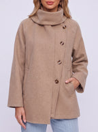 Women's Wool Shawl Collar Jacket - Winter Office Peacoat