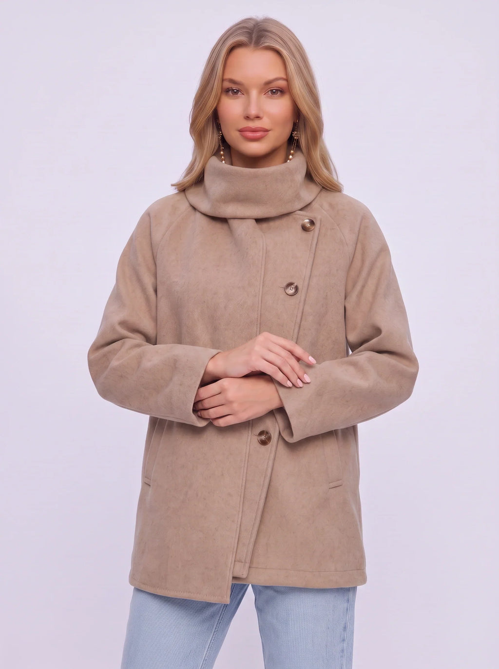 Women's Wool Shawl Collar Jacket - Winter Office Peacoat