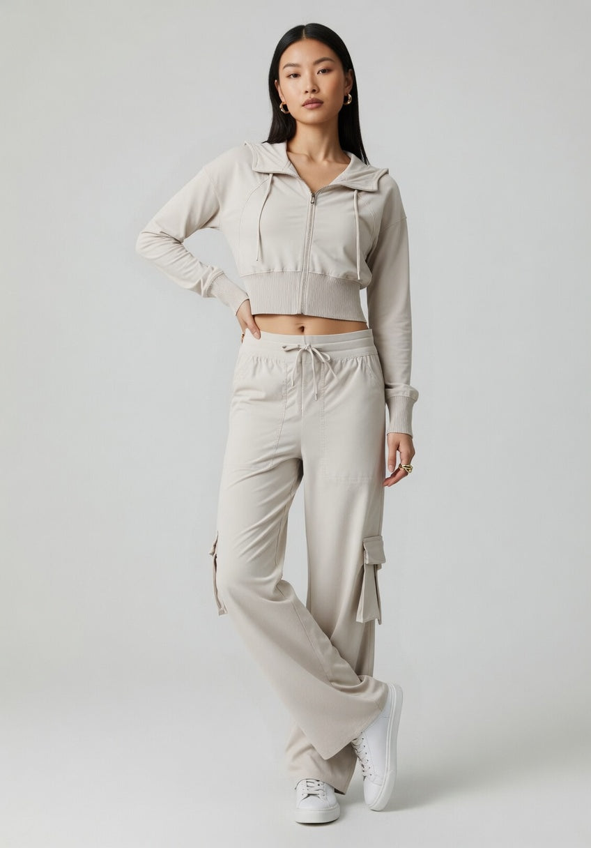 The Serene Cropped Hooded Jacket Matte Streetwear Windbreaker