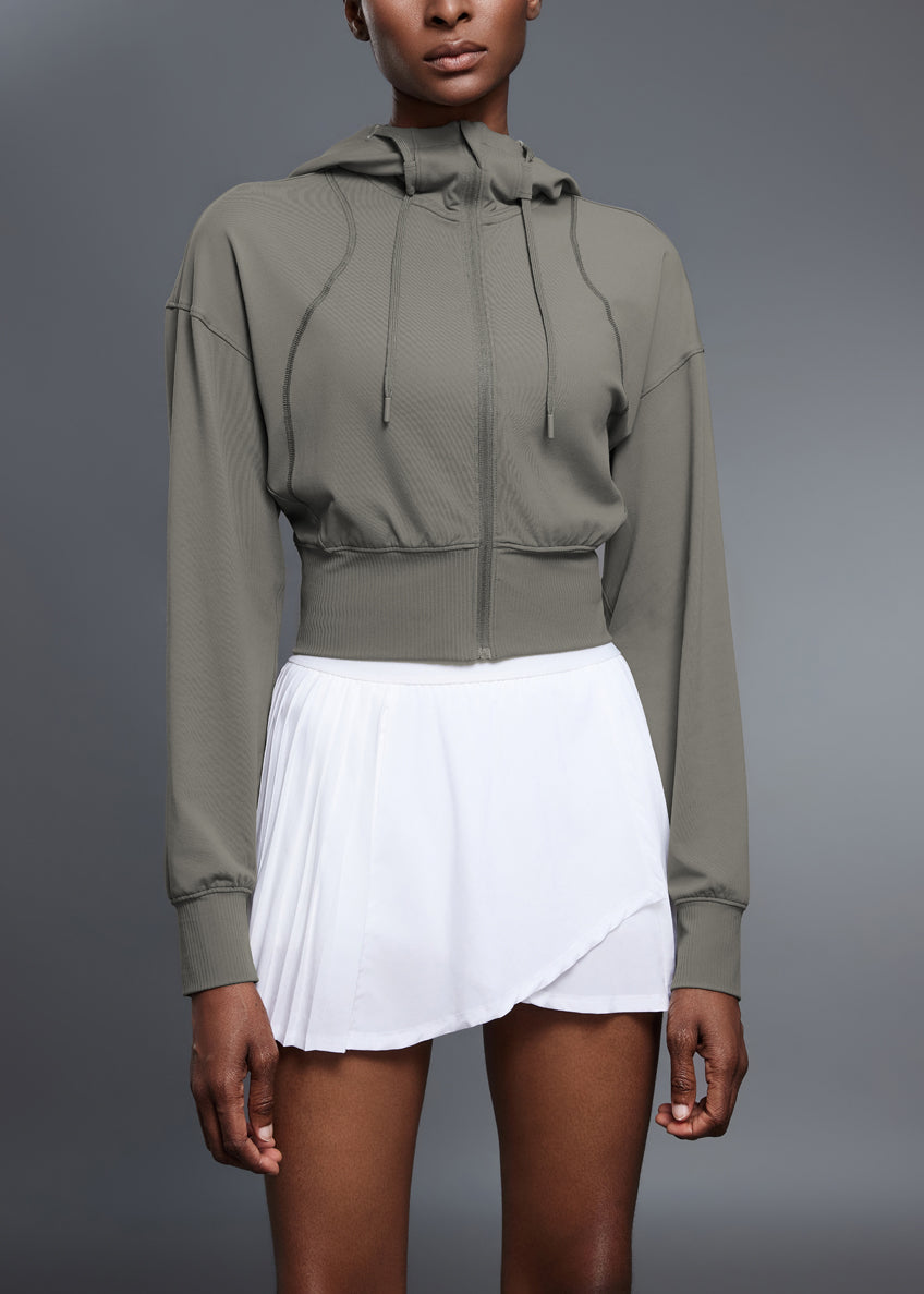 The Serene Cropped Hooded Jacket Matte Streetwear Windbreaker