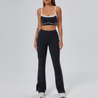 The Rhythm Color Block Flared High-Waist Active Athletic Leggings