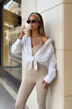 Cross Back Flared Athletic Bodysuit Jumpsuit with Built-In Bra