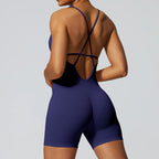 Adjustable Strap Cross-Back Sculpting Athletic Bodysuit Onesie