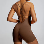 Adjustable Strap Cross-Back Sculpting Athletic Bodysuit Onesie