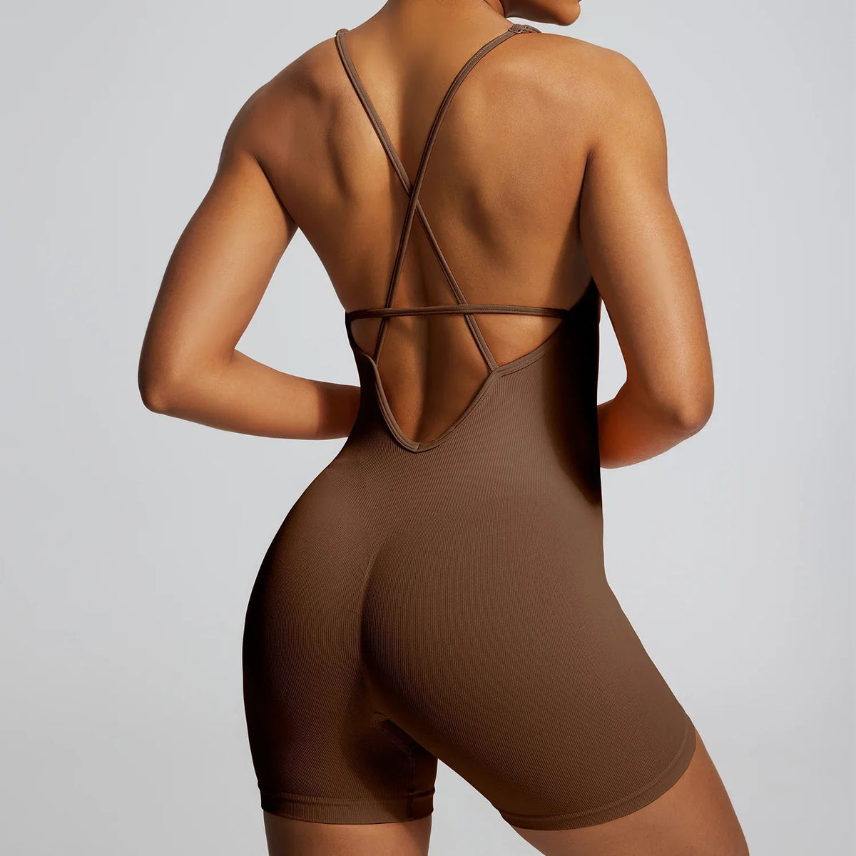 Adjustable Strap Cross-Back Sculpting Athletic Bodysuit Onesie