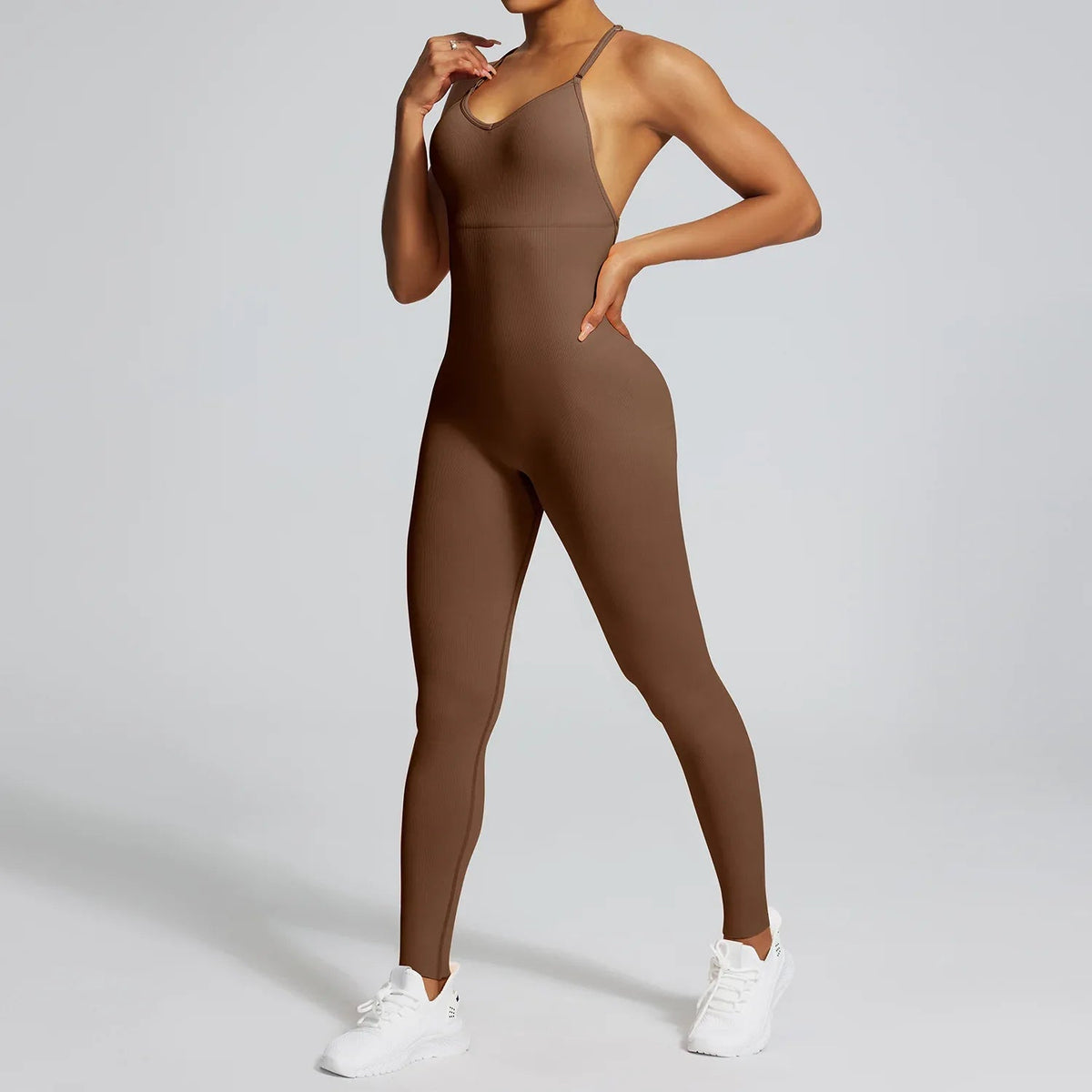 Adjustable Strap Cross-Back Sculpting Athletic Bodysuit Onesie