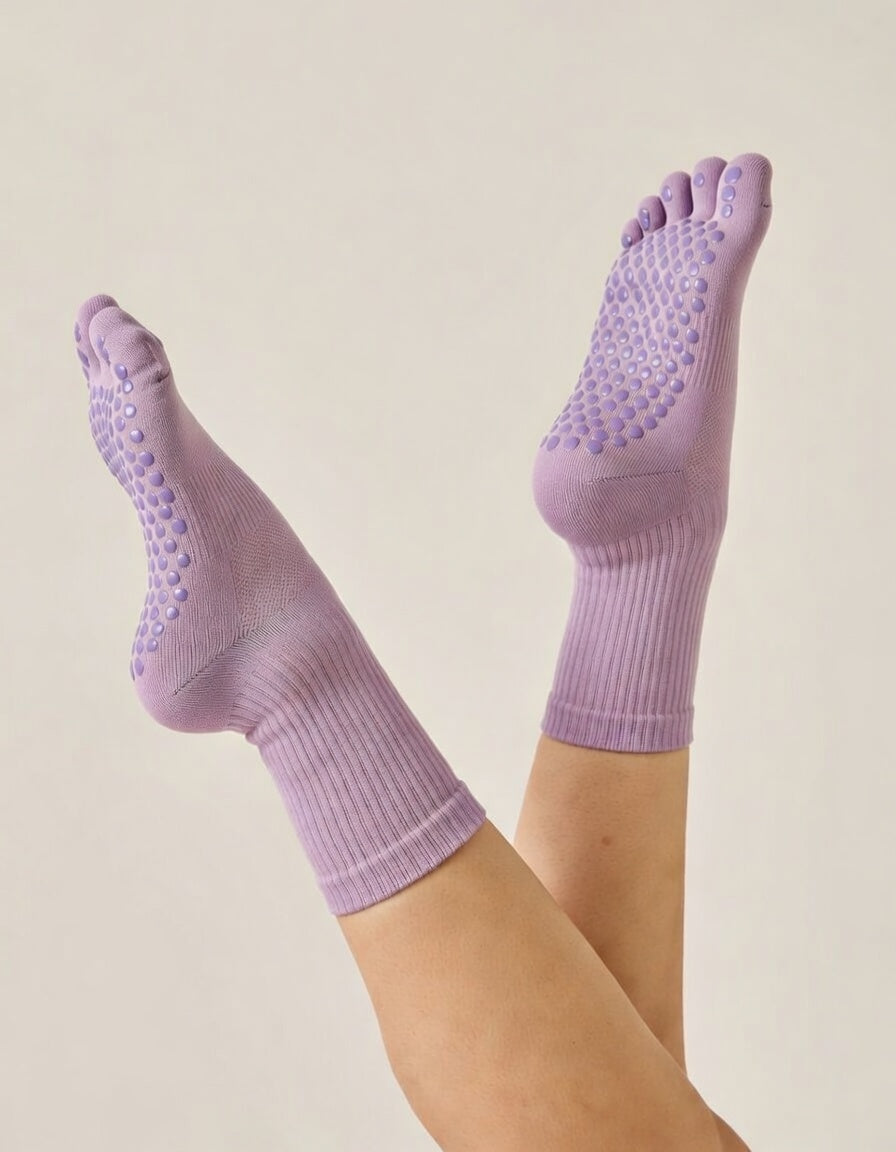 Toe-Separating Non-Slip Grip Yoga Socks Ankle Compression