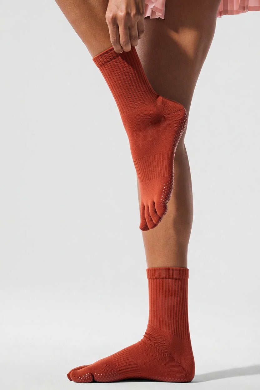 Toe-Separating Non-Slip Grip Yoga Socks Ankle Compression