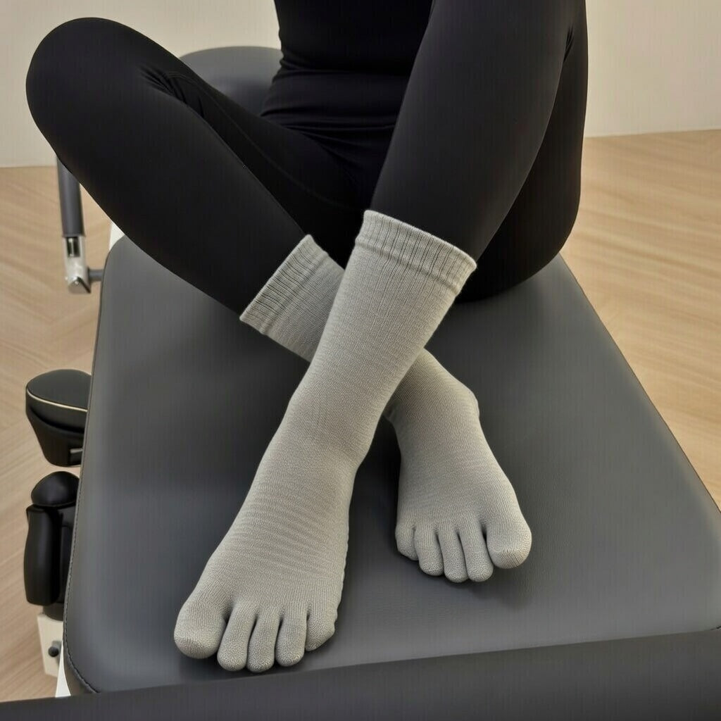 Toe-Separating Non-Slip Grip Yoga Socks Ankle Compression