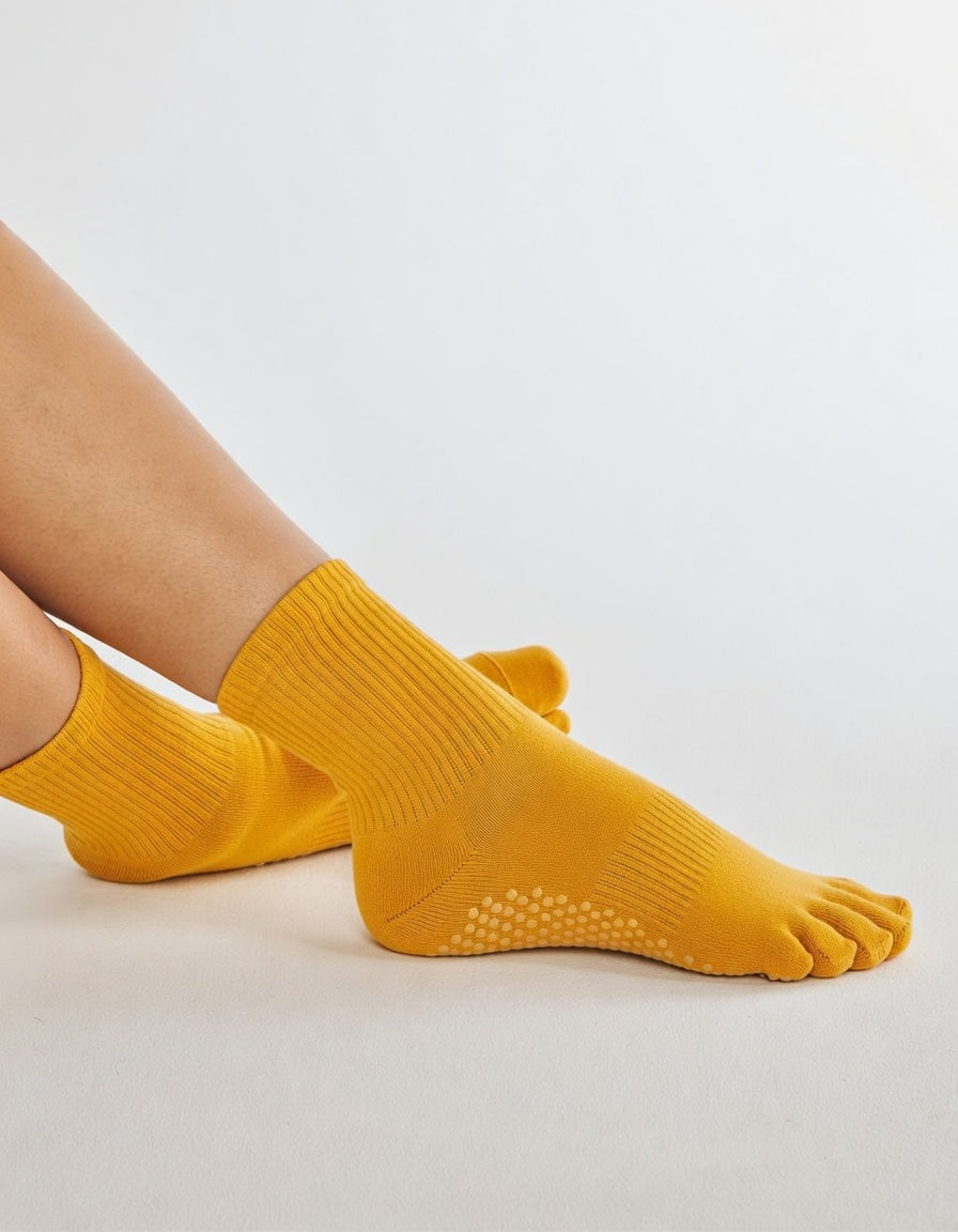 Toe-Separating Non-Slip Grip Yoga Socks Ankle Compression