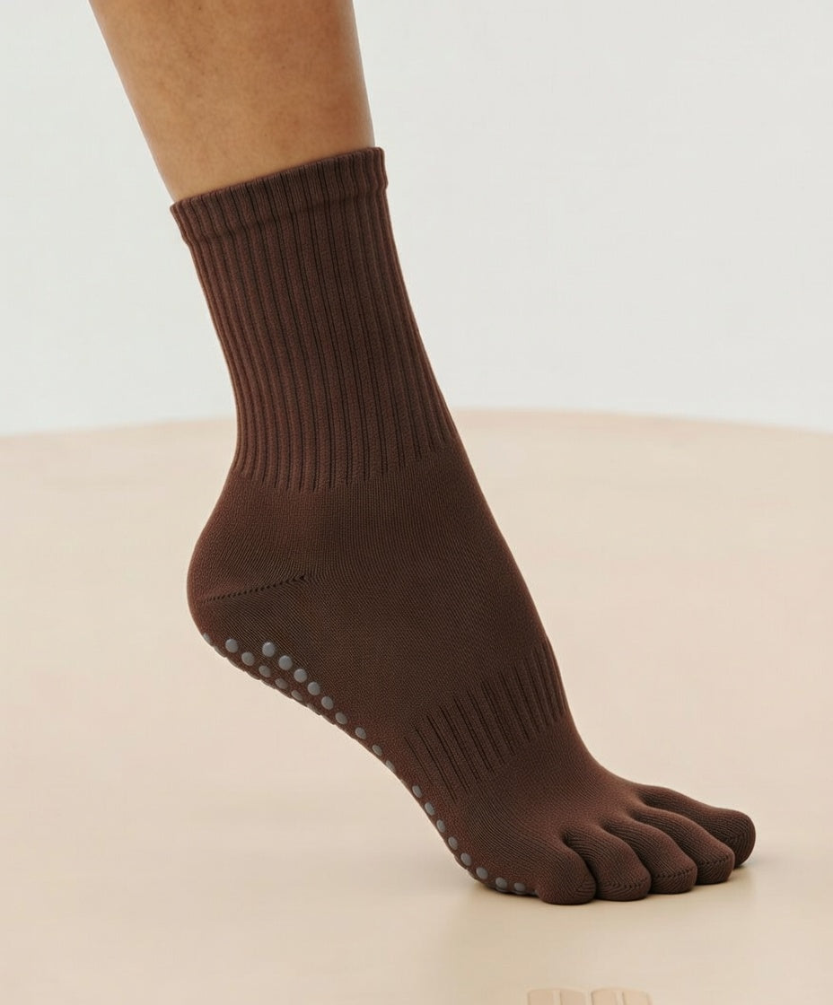 Toe-Separating Non-Slip Grip Yoga Socks Ankle Compression