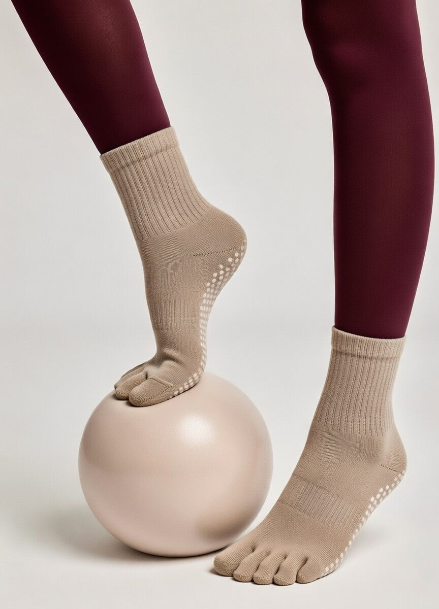 Toe-Separating Non-Slip Grip Yoga Socks Ankle Compression
