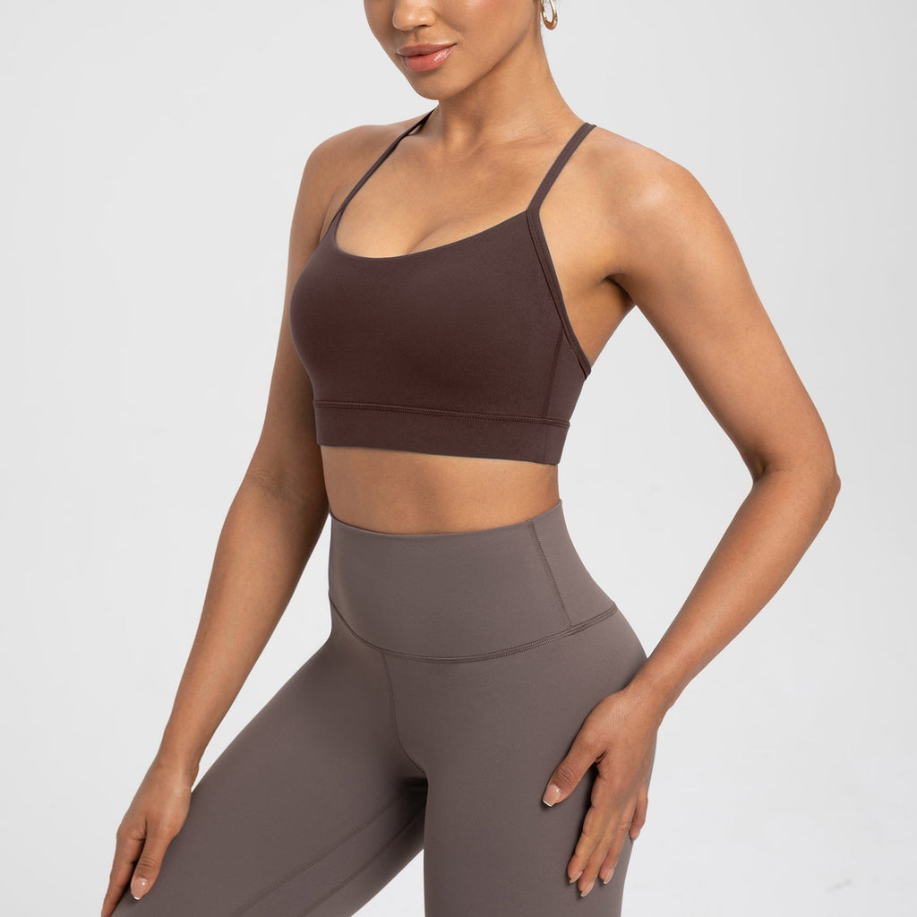 Thin Strap Low-Support Cross-Back Bralette Sports Bra