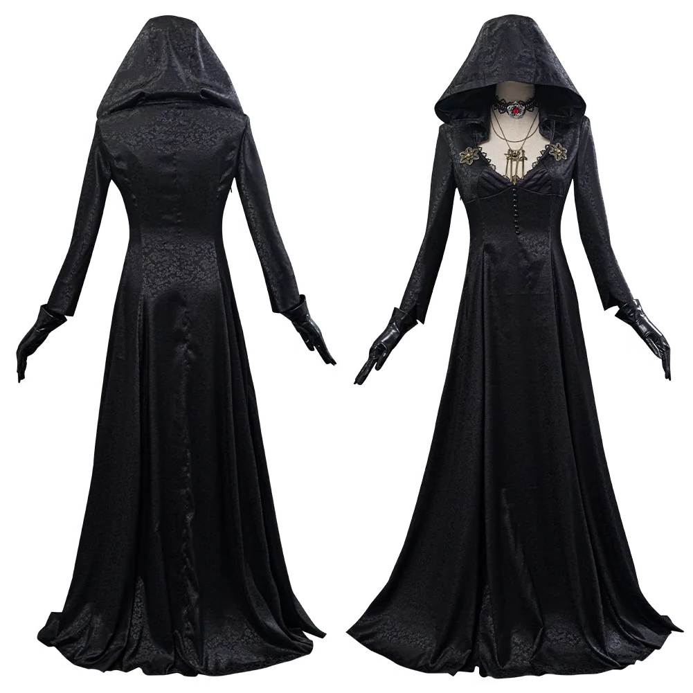 Halloween's Vampire Lady Cosplay Costume with Jacquard Coat and Dress